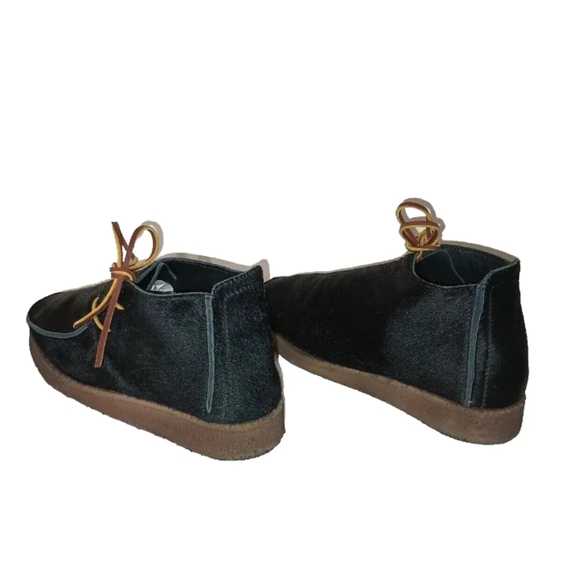 Padmore & Barnes 18 East Pony Hair Asymmetrical Tie Closure Crepe Boot 7 M 8.5 W - Picture 7 of 12